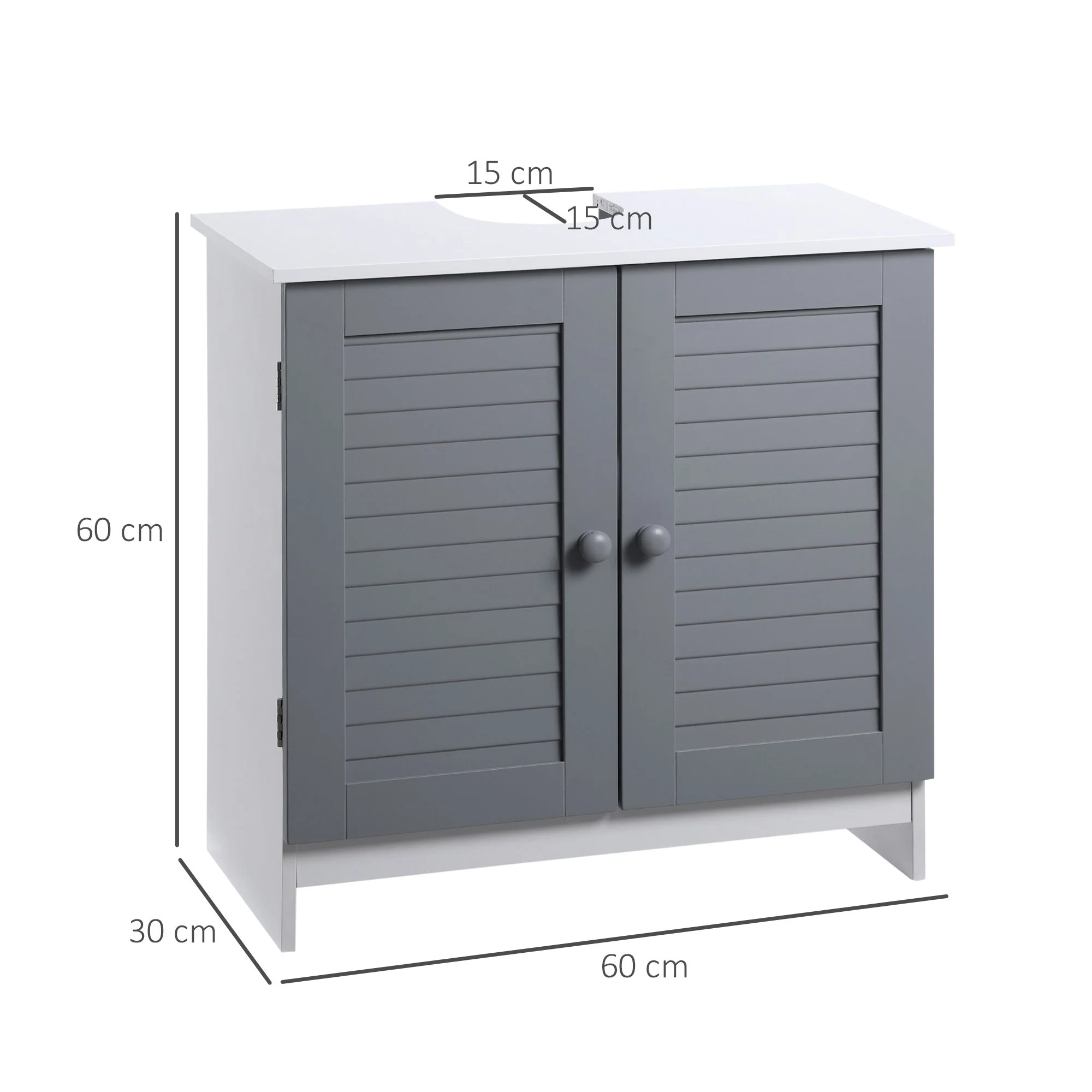 kleankin Under Sink Storage Bathroom Cabinet with Adjustable Shelf - Image 3