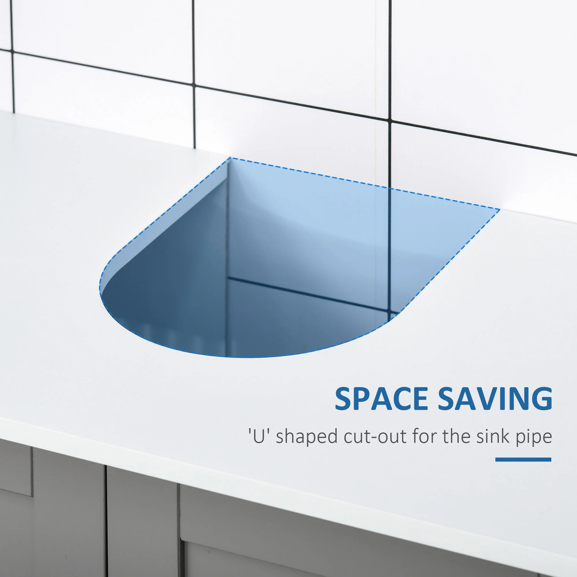 kleankin Under Sink Storage Bathroom Cabinet with Adjustable Shelf - Image 4