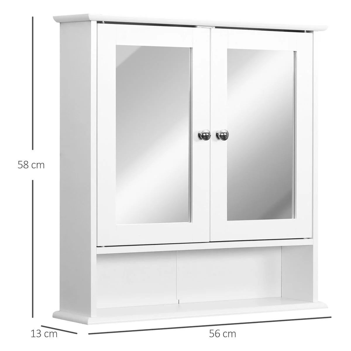 kleankin Wall-mounted Bathroom Cabinet Mirror Door Organiser Storage Shelves Living Room White - Image 3