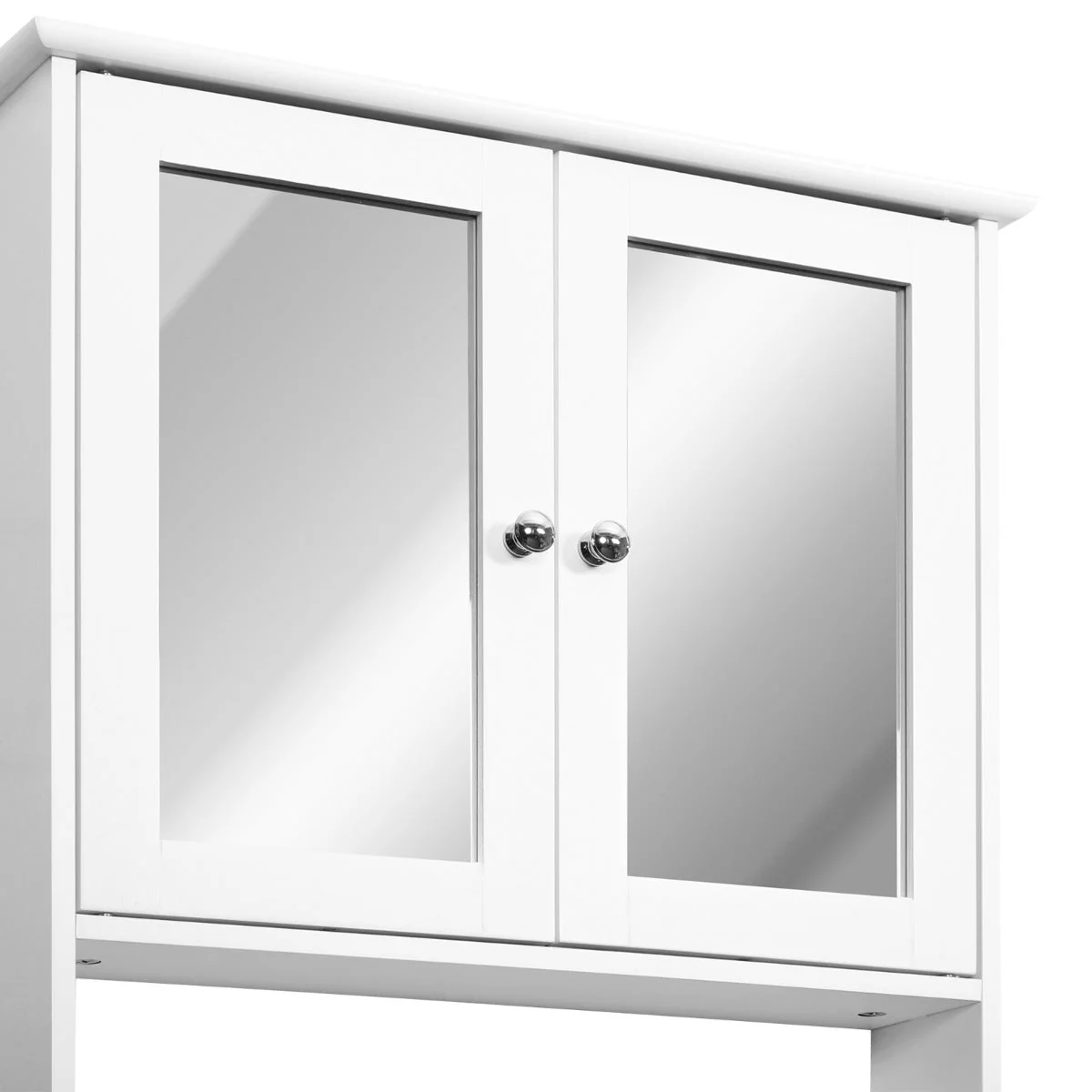 kleankin Wall-mounted Bathroom Cabinet Mirror Door Organiser Storage Shelves Living Room White - Image 7
