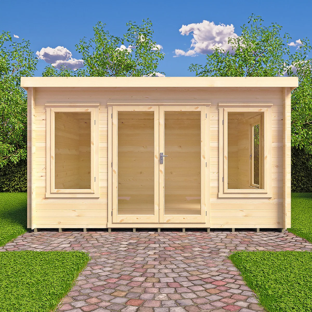 Shire Emneth 11' 11" x 9' 9" Pent Log Cabin - Premium 19mm Cladding Log Clad - Image 2