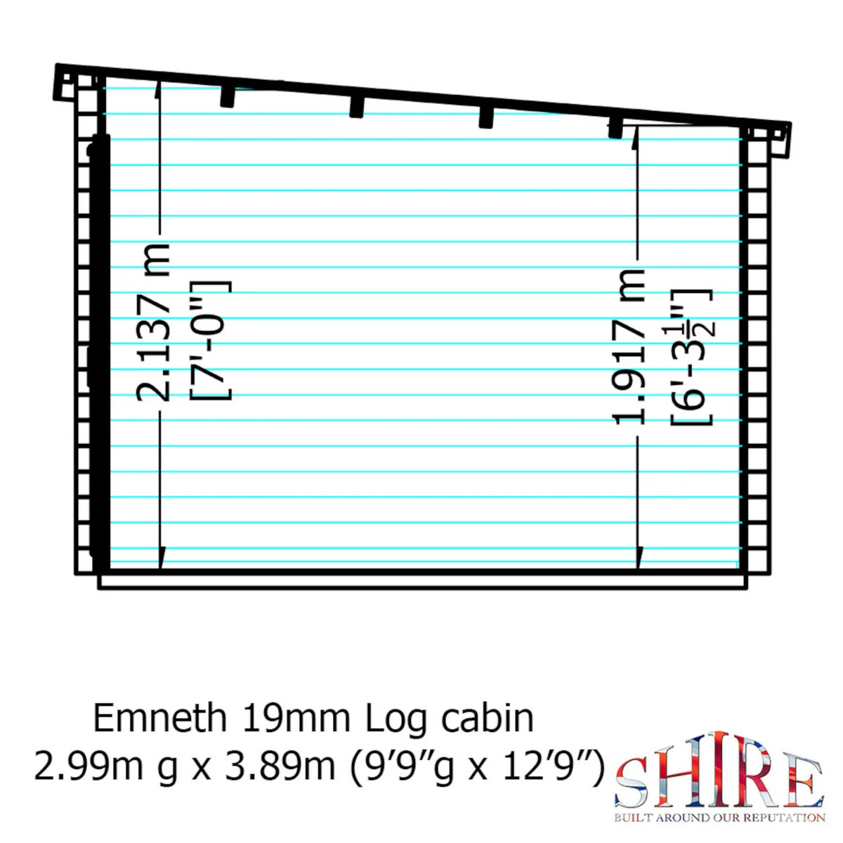 Shire Emneth 11' 11" x 9' 9" Pent Log Cabin - Premium 19mm Cladding Log Clad - Image 5