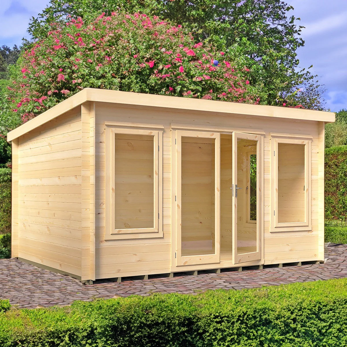 Shire Emneth 11' 11" x 9' 9" Pent Log Cabin - Premium 19mm Cladding Log Clad - Image 8