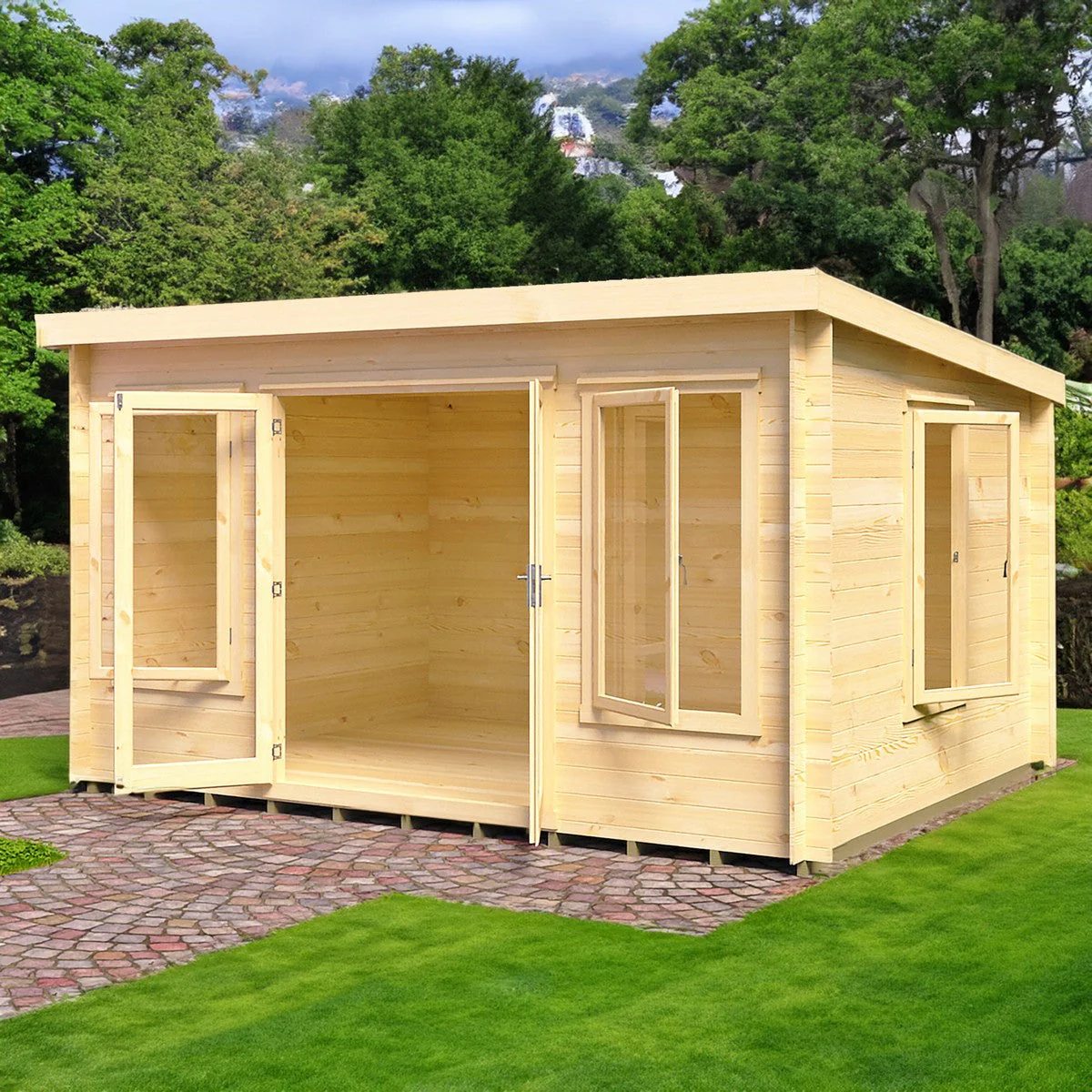 Shire Emneth 11' 11" x 9' 9" Pent Log Cabin - Premium 19mm Cladding Log Clad - Image 9