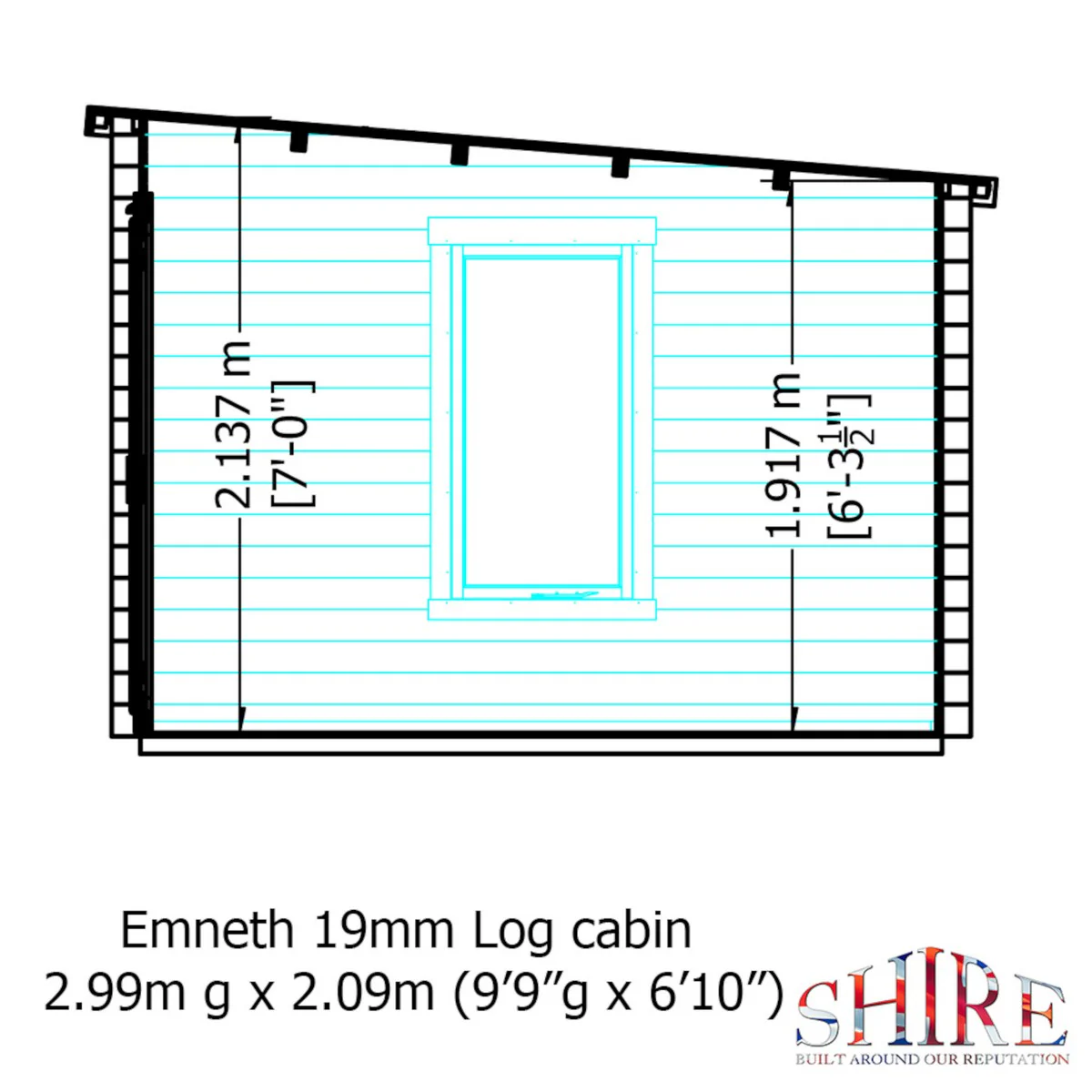 Shire Emneth 6' x 9' 9" Pent Log Cabin - Premium 19mm Cladding Log Clad - Image 5