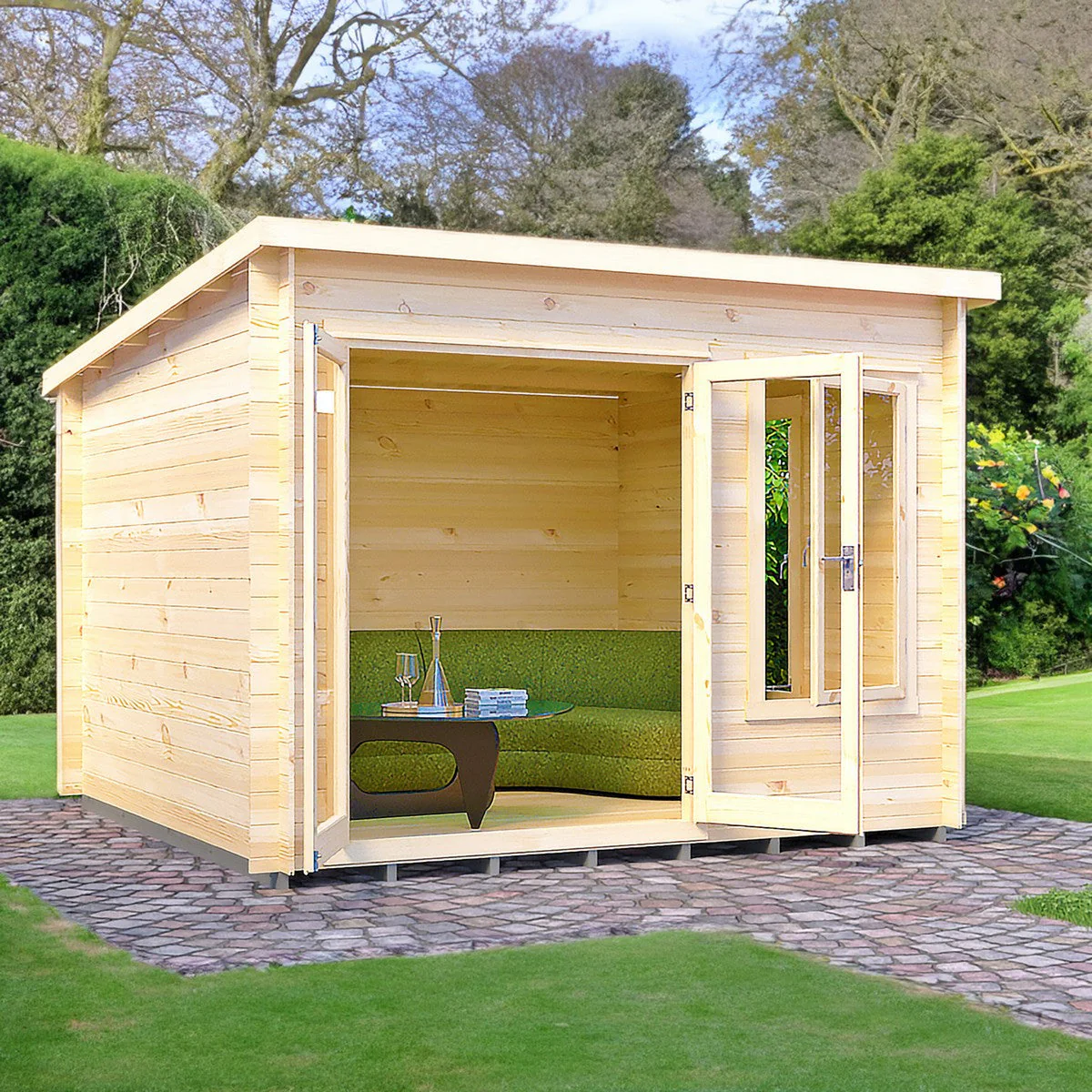 Shire Emneth 9' x 9' 9" Pent Log Cabin - Premium 19mm Cladding Log Clad - Image 2