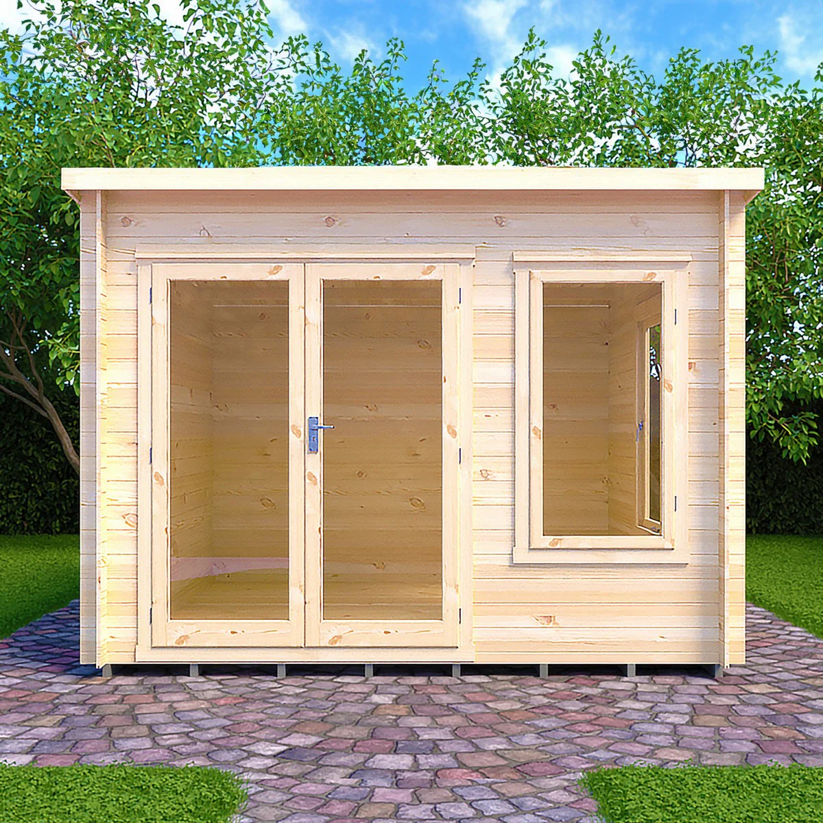 Shire Emneth 9' x 9' 9" Pent Log Cabin - Premium 19mm Cladding Log Clad - Image 8
