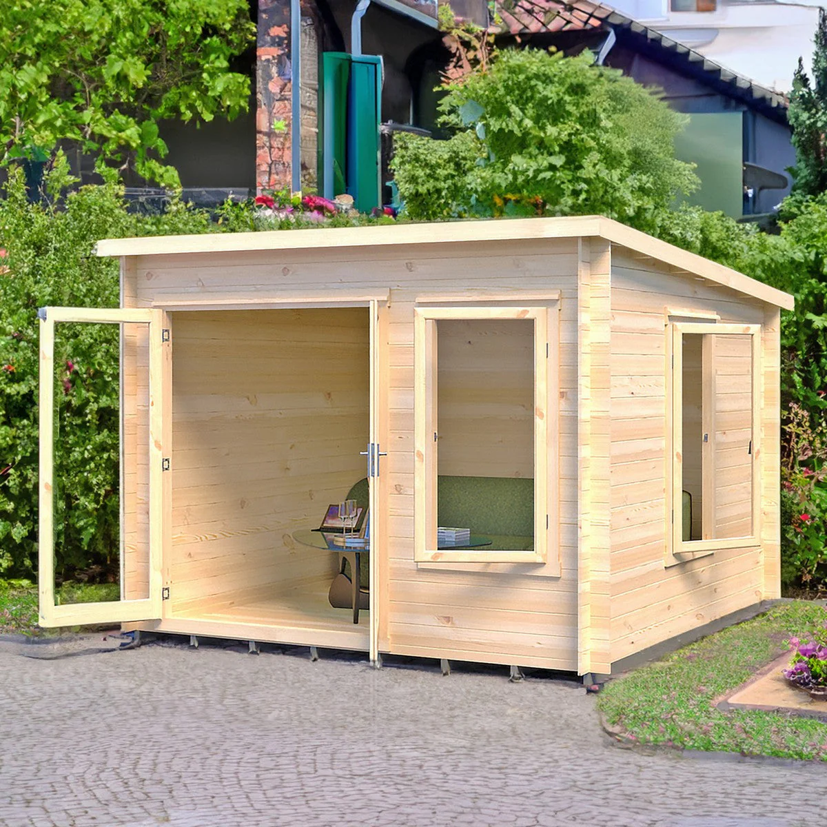 Shire Emneth 9' x 9' 9" Pent Log Cabin - Premium 19mm Cladding Log Clad - Image 9