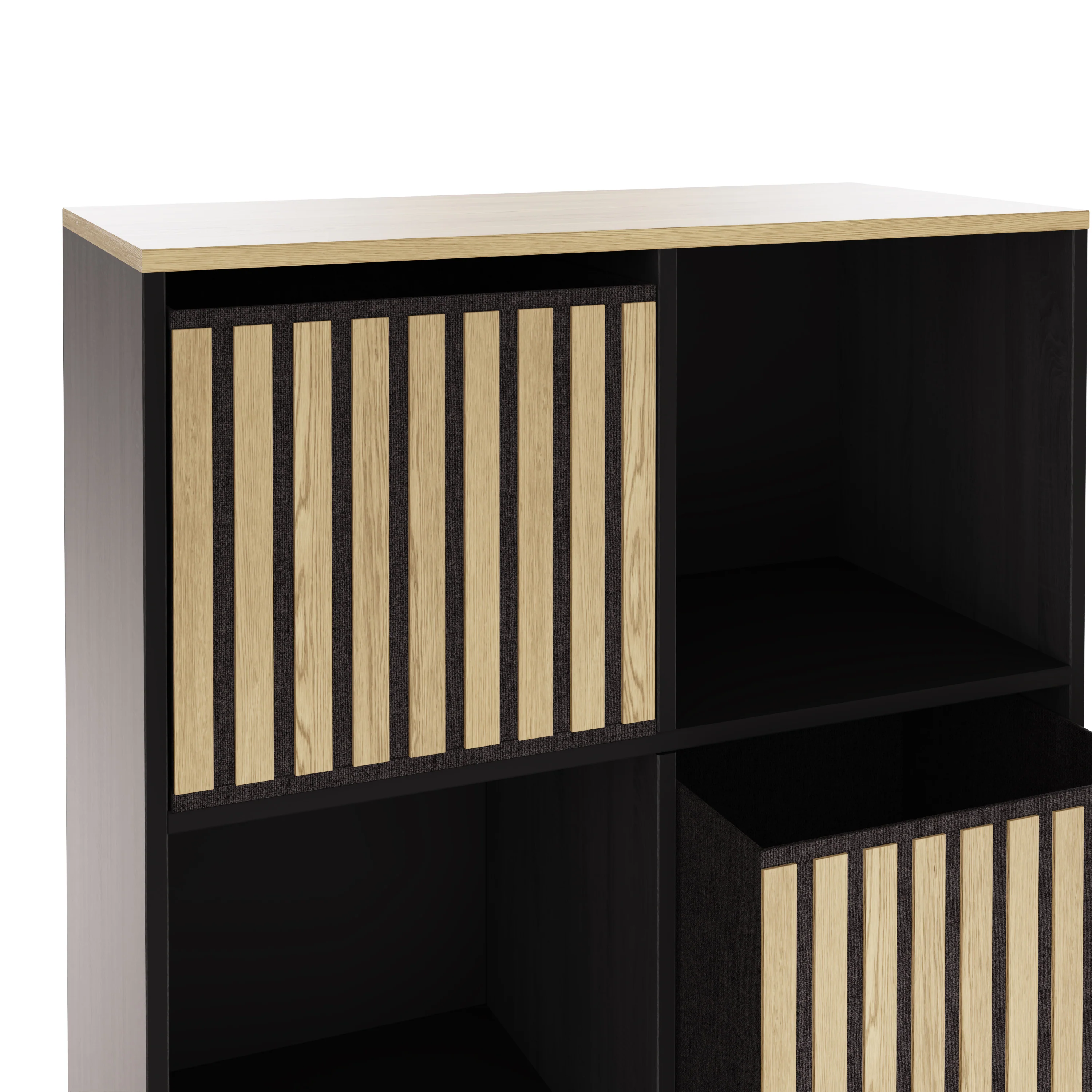 Kube Sideboard Black & Light Oak 3 Shelves 3 Drawers - Image 4