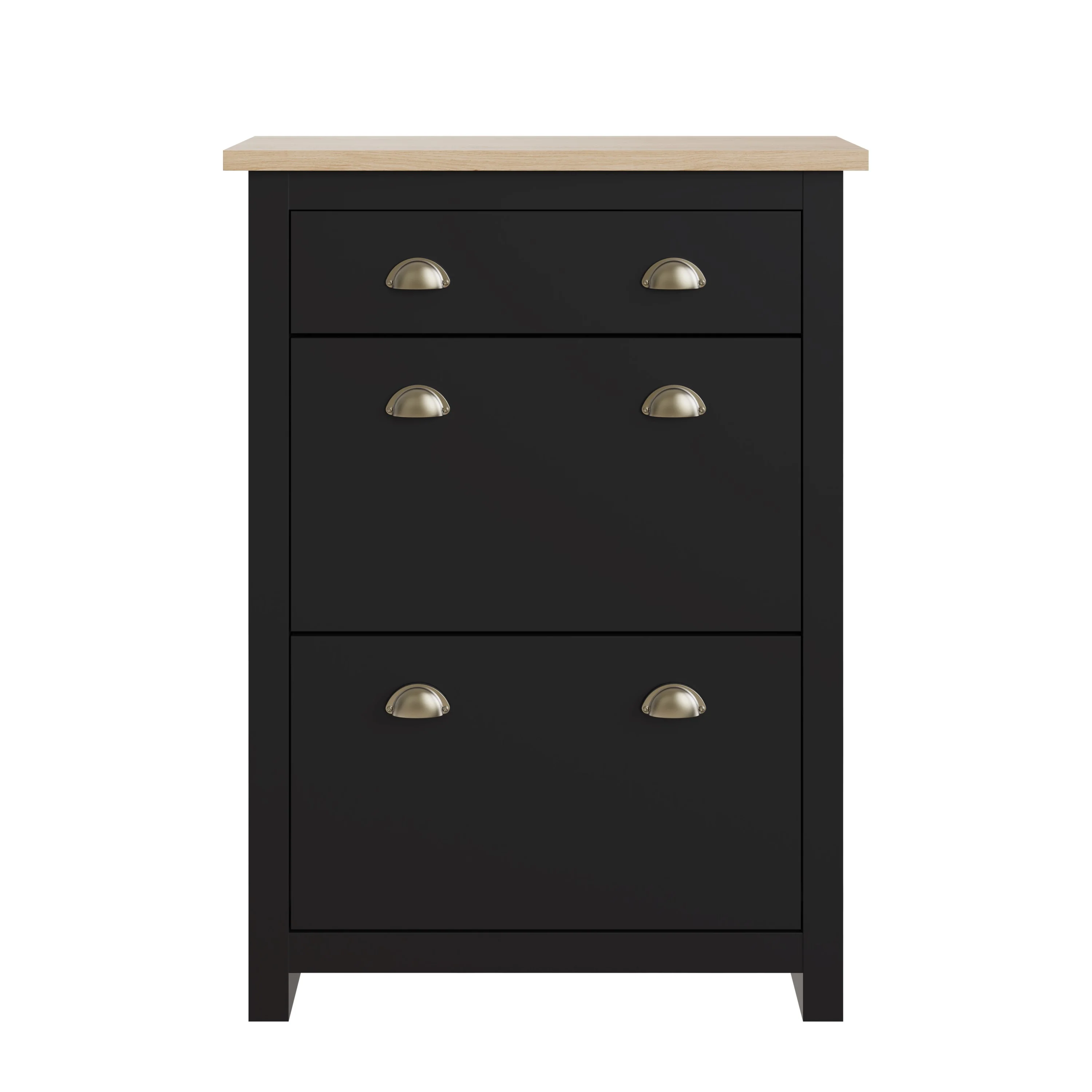 Lancaster Tall Shoe Storage Black 2 Doors 4 Shelves 1 Drawer - Image 3