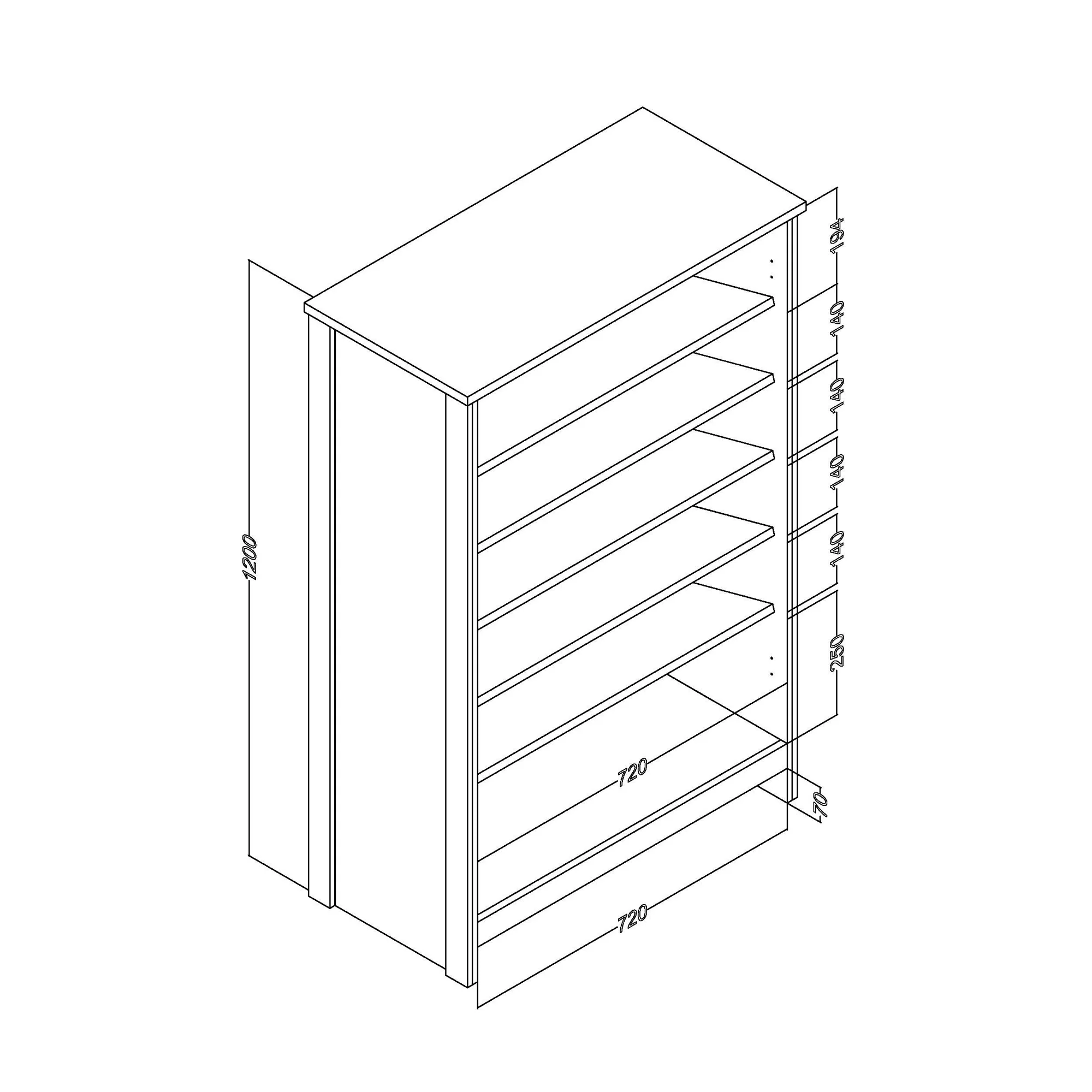 Lancaster Tall Shoe Storage Black & Oak 2 Doors 6 Shelves - Image 6