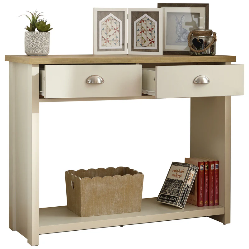 Lancaster Console Table Cream 1 Shelf 2 Drawers - Image 5