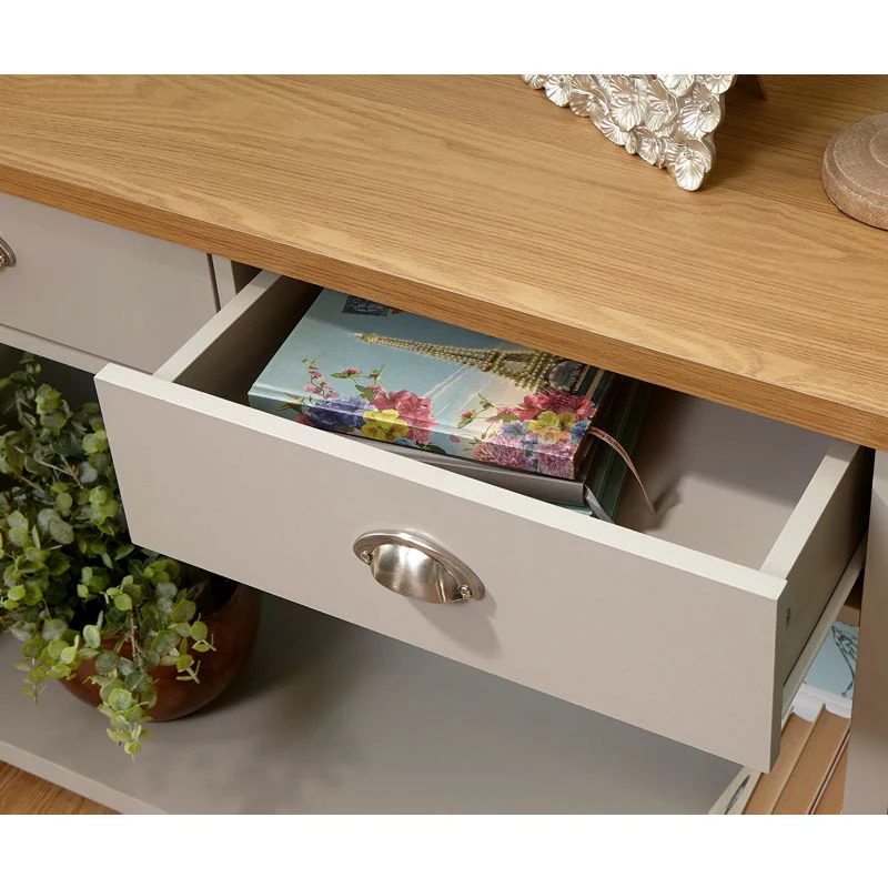 Lancaster Console Table Grey 1 Shelf 2 Drawers - Image 2