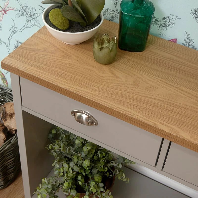 Lancaster Console Table Grey 1 Shelf 2 Drawers - Image 5