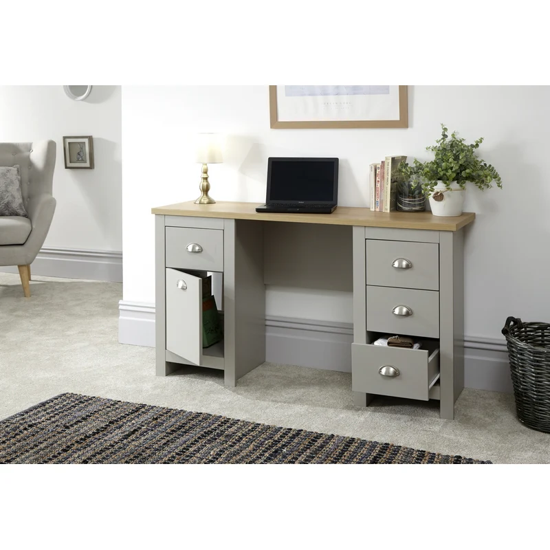 Lancaster Desk Grey 4 Drawers 1 Door - Image 2
