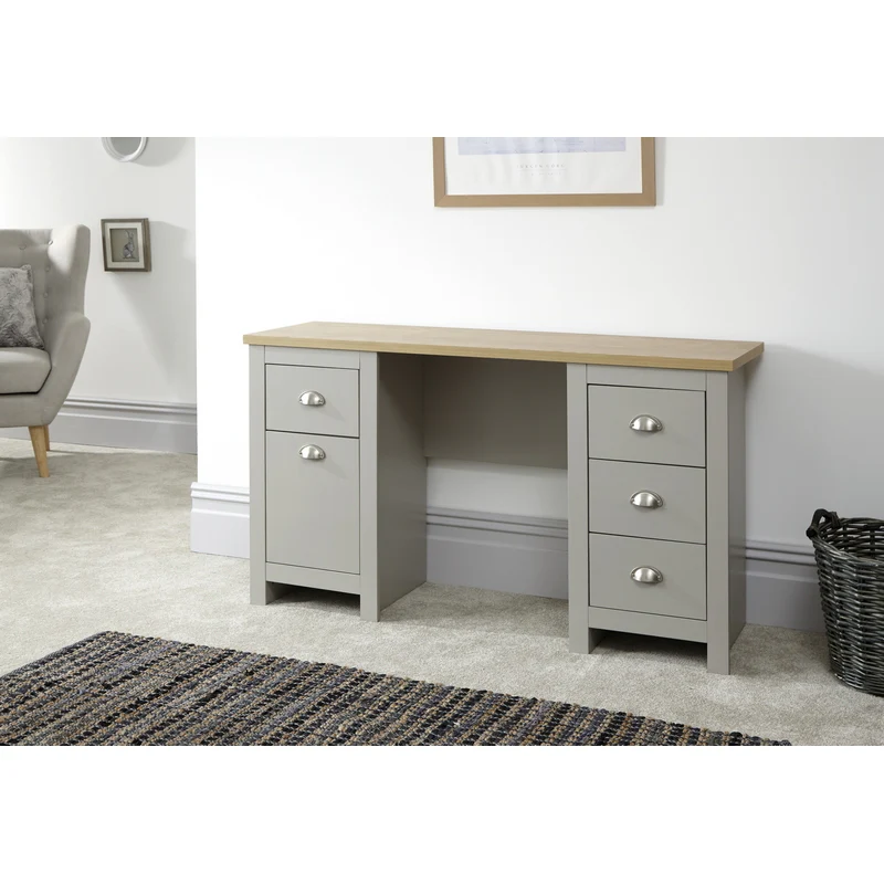 Lancaster Desk Grey 4 Drawers 1 Door - Image 3