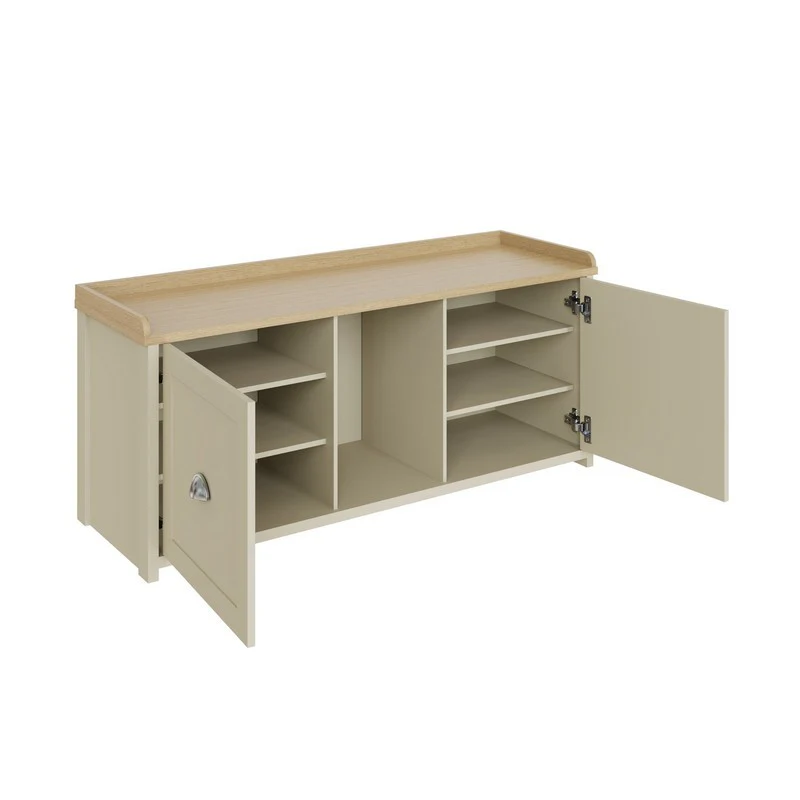 Lancaster Hall Bench Cream 2 Shelves - Image 4