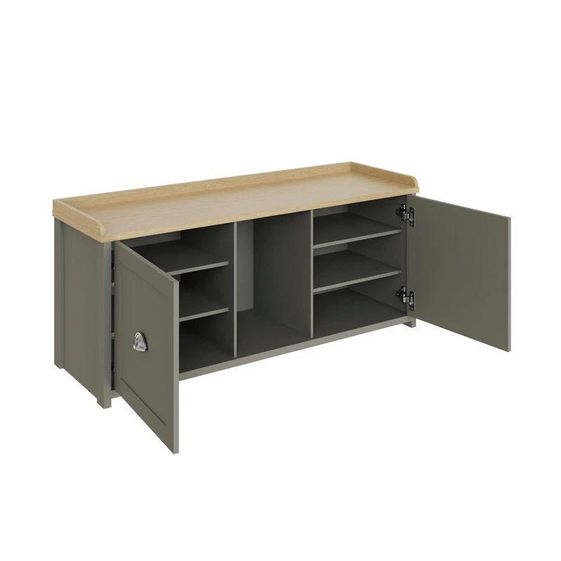 Lancaster Hall Bench Grey 2 Shelves - Image 2