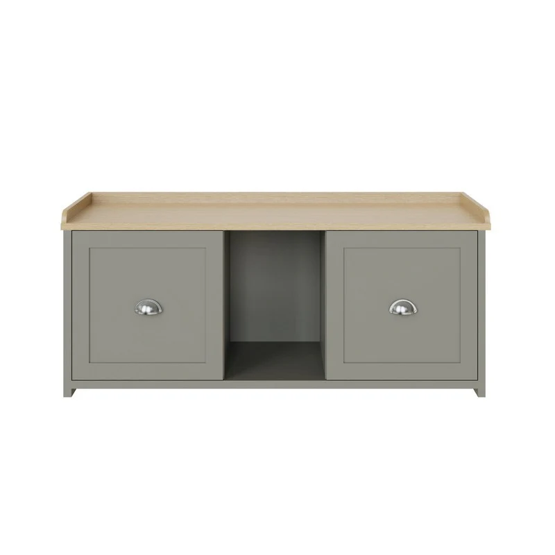 Lancaster Hall Bench Grey 2 Shelves - Image 3