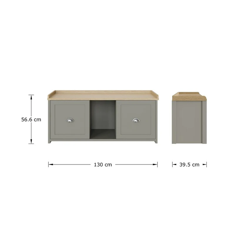 Lancaster Hall Bench Grey 2 Shelves - Image 5