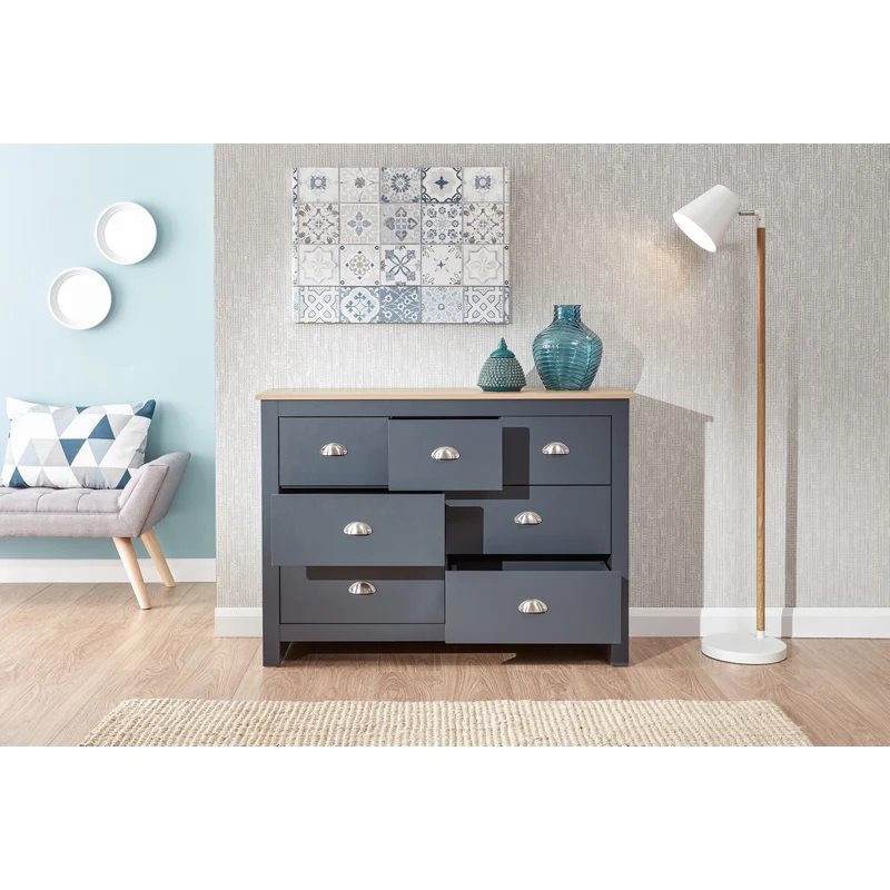Lancaster Large Chest of Drawers Blue 7 Drawers - Image 2