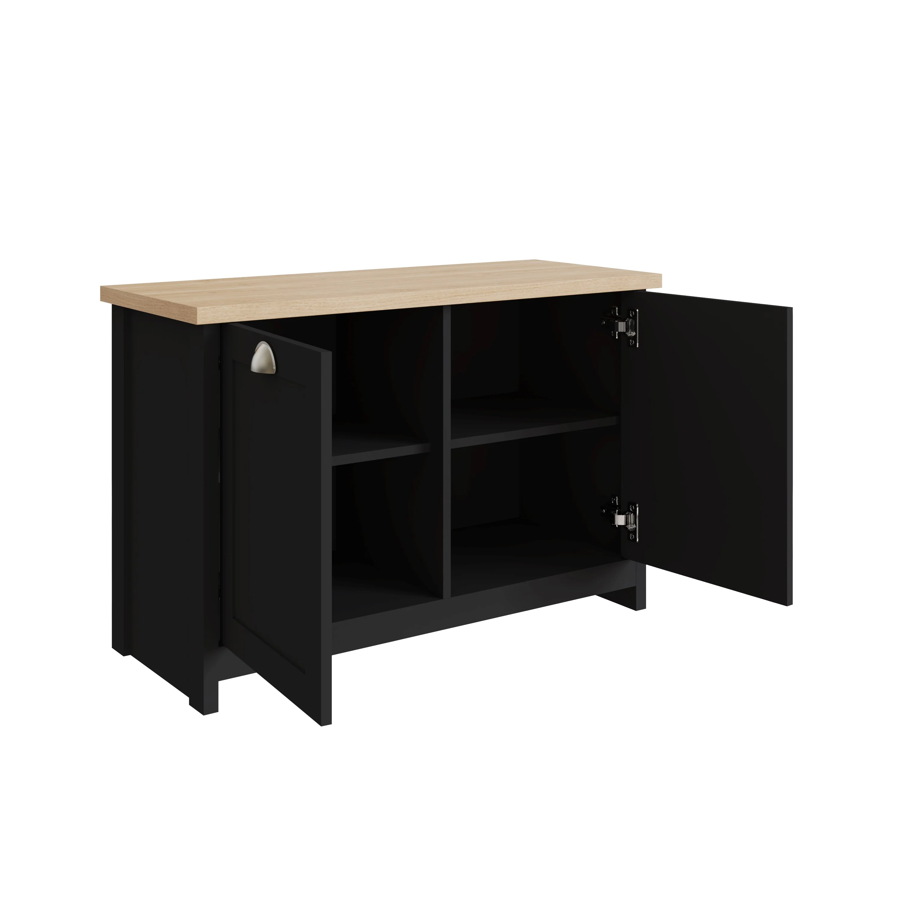Lancaster Shoe Storage Black & Oak 2 Doors 4 Shelves - Image 2