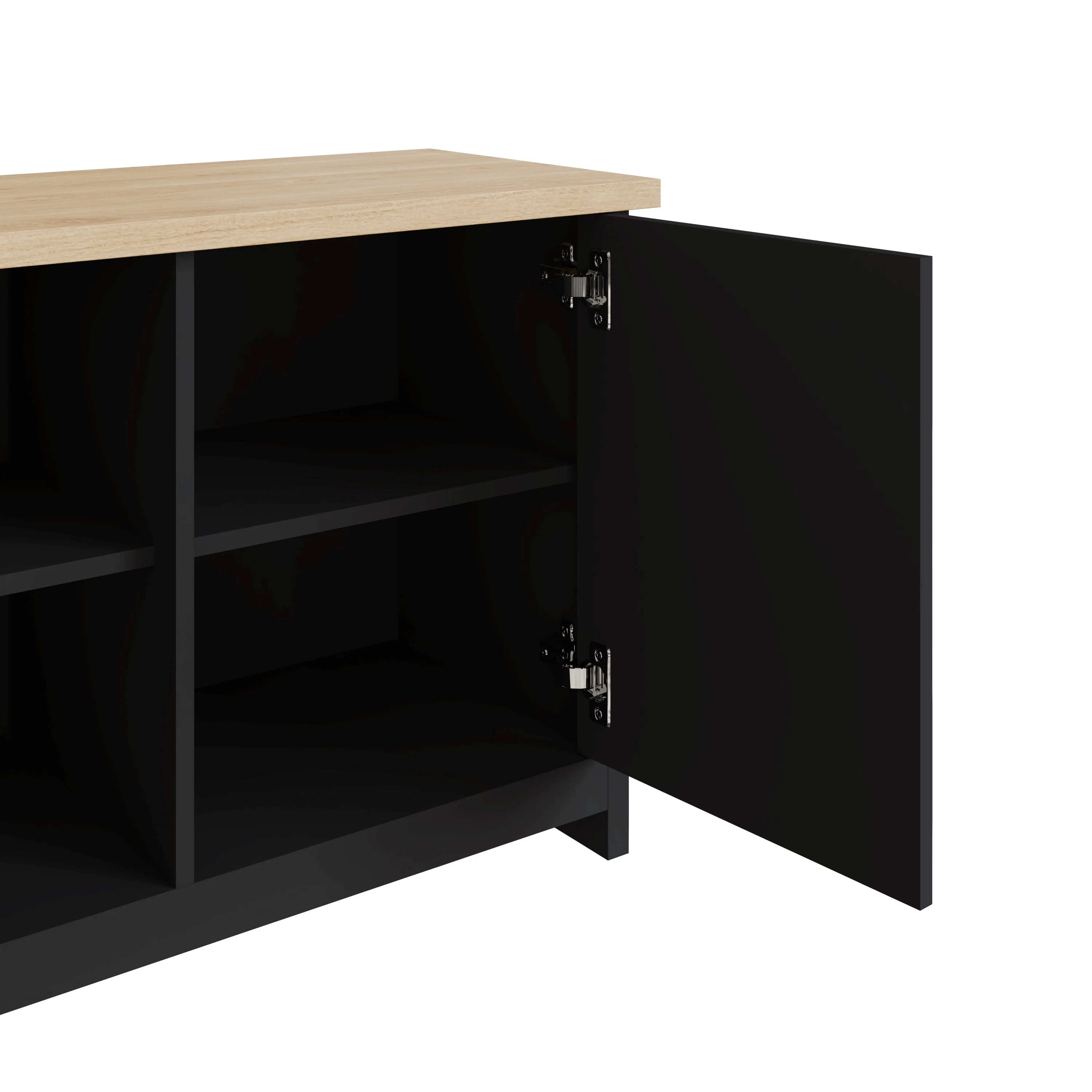 Lancaster Shoe Storage Black & Oak 2 Doors 4 Shelves - Image 5