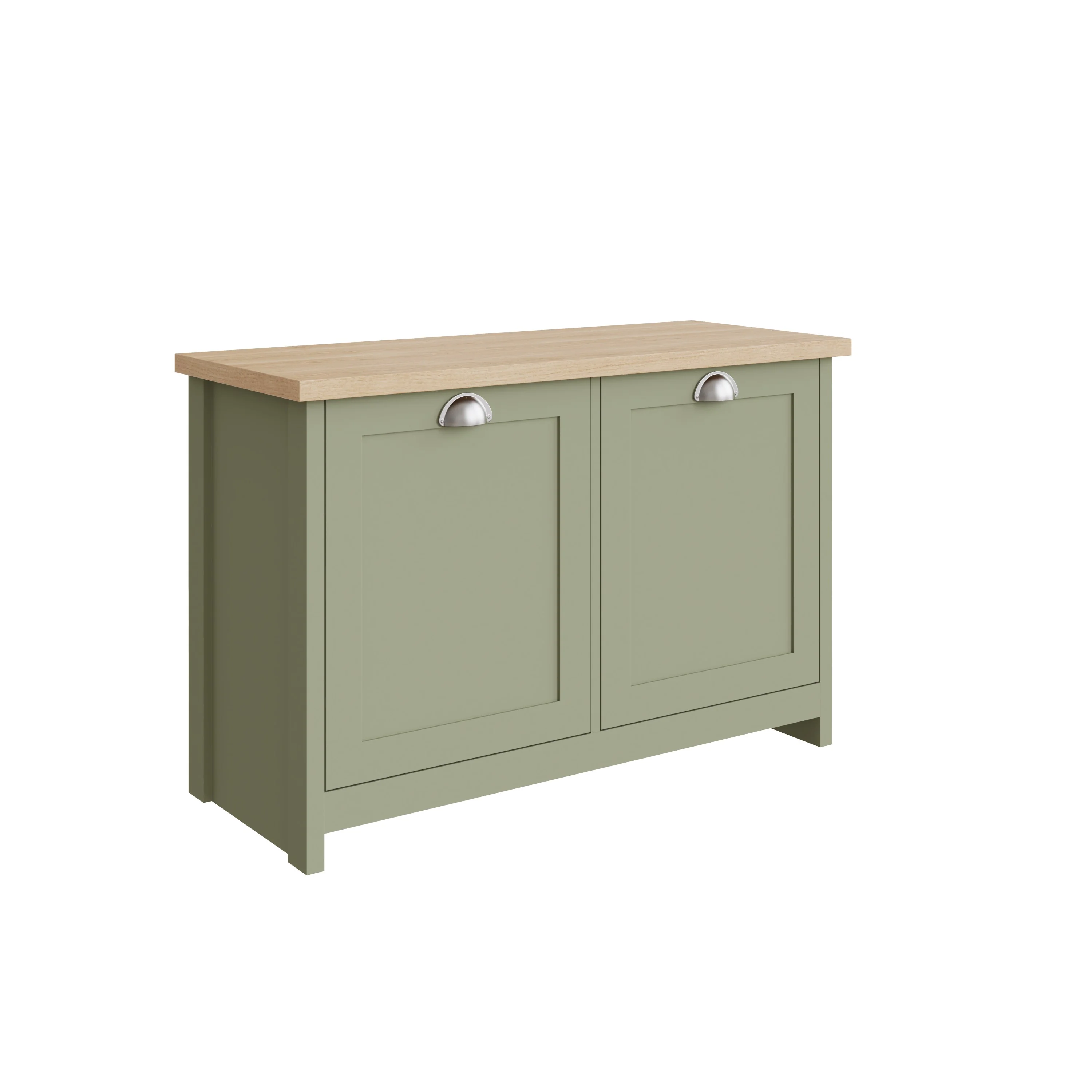 Lancaster Shoe Storage Green & Oak 2 Doors 4 Shelves - Image 2