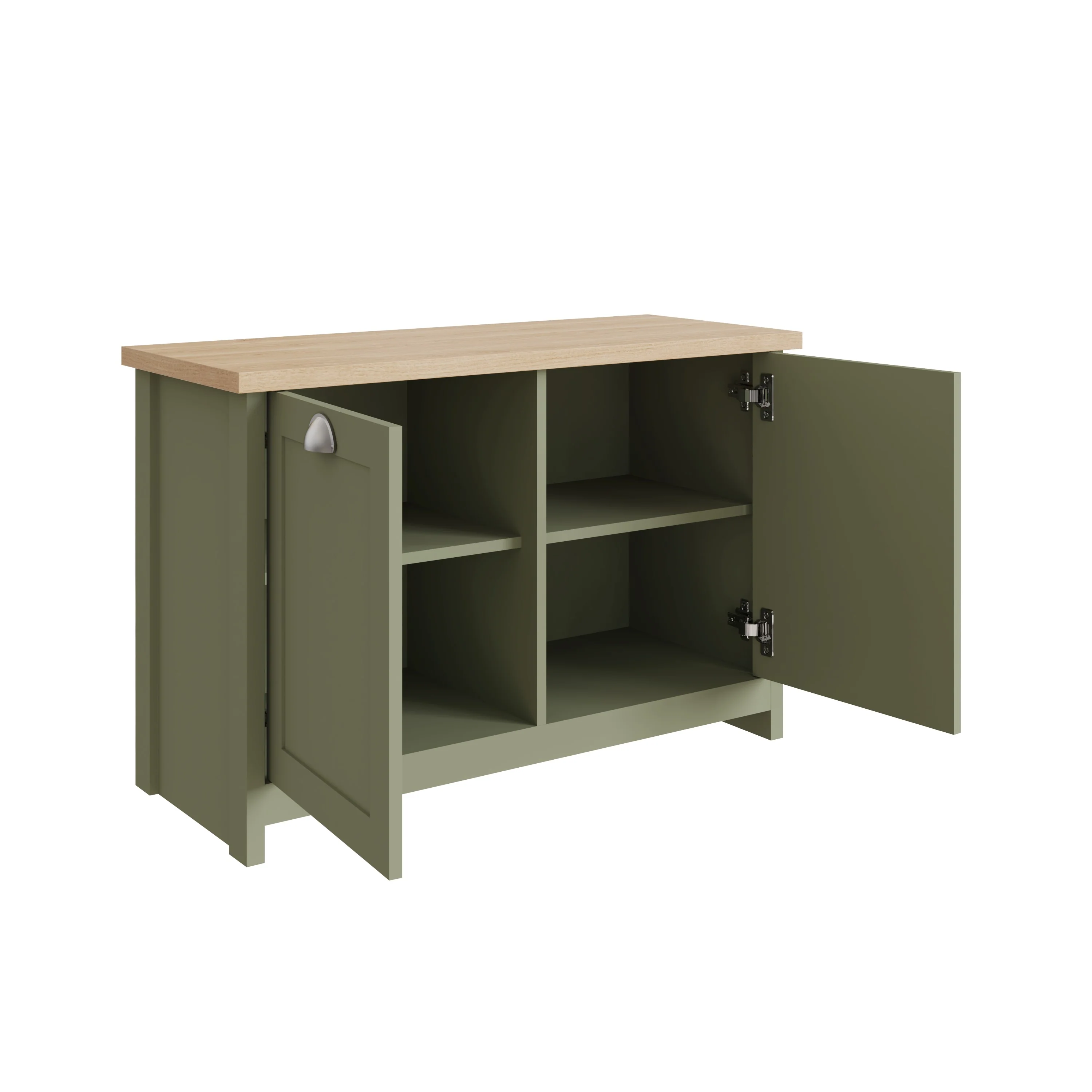 Lancaster Shoe Storage Green & Oak 2 Doors 4 Shelves - Image 3