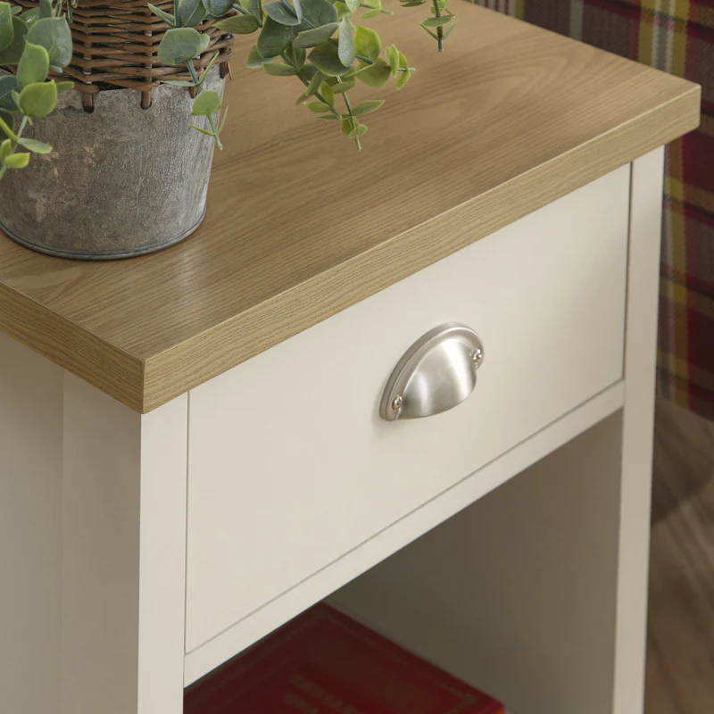 Lancaster Side Table Cream 1 Shelf 1 Drawer - Image 5