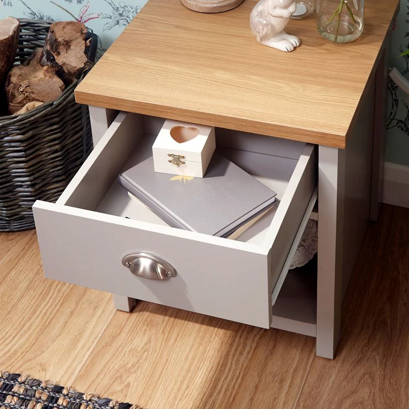 Lancaster Side Table Grey 1 Shelf 1 Drawer - Image 2
