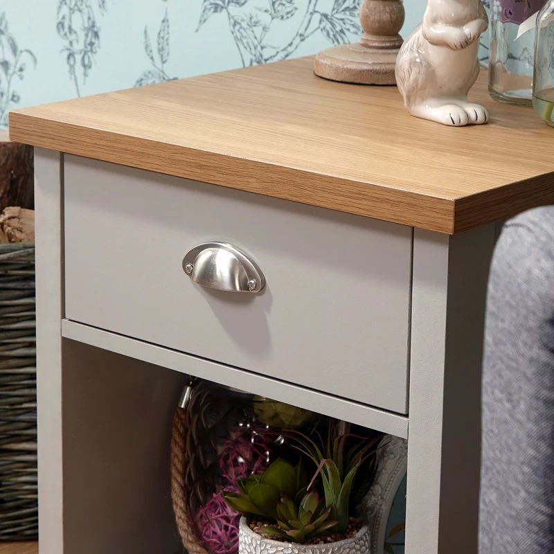 Lancaster Side Table Grey 1 Shelf 1 Drawer - Image 3