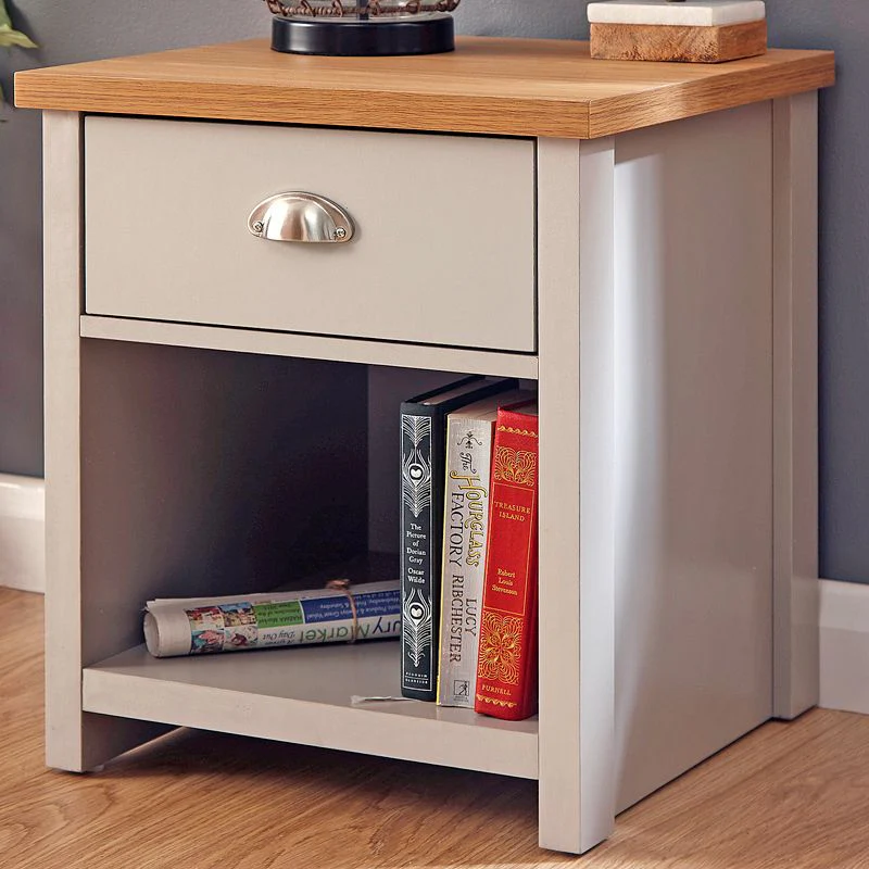 Lancaster Side Table Grey 1 Shelf 1 Drawer - Image 4