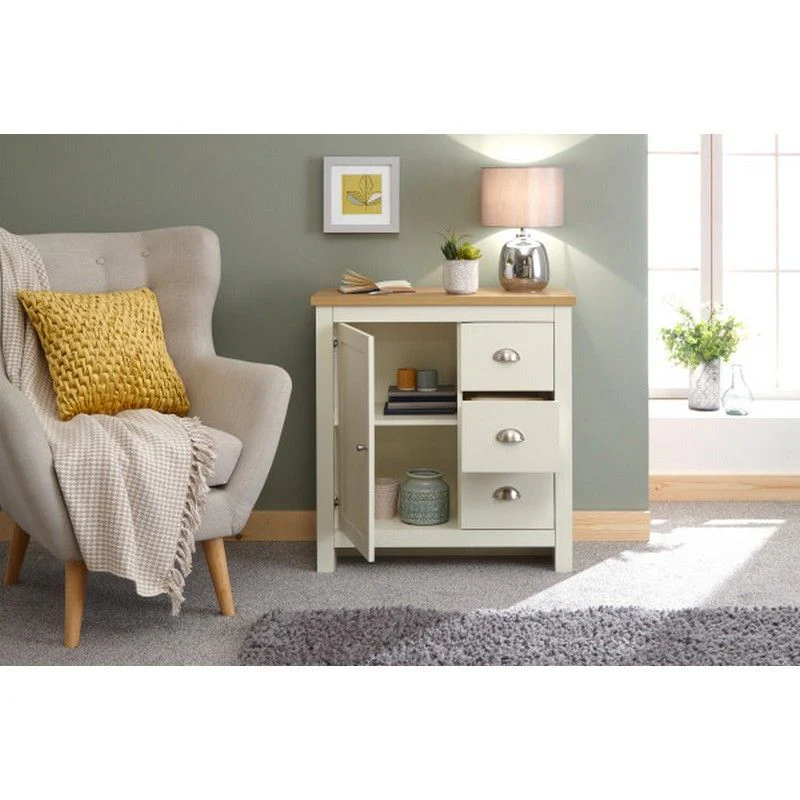 Lancaster Sideboard Cream 1 Door 2 Shelves 3 Drawers - Image 3