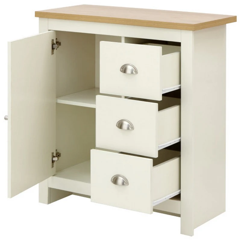 Lancaster Sideboard Cream 1 Door 2 Shelves 3 Drawers - Image 9