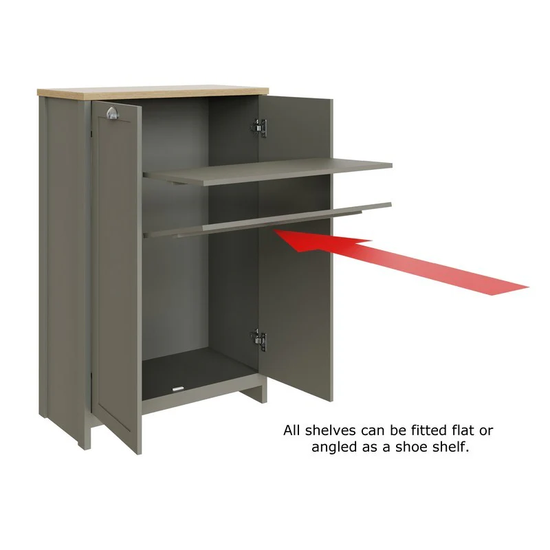 Lancaster Tall Shoe Storage Grey 2 Doors 4 Shelves - Image 10