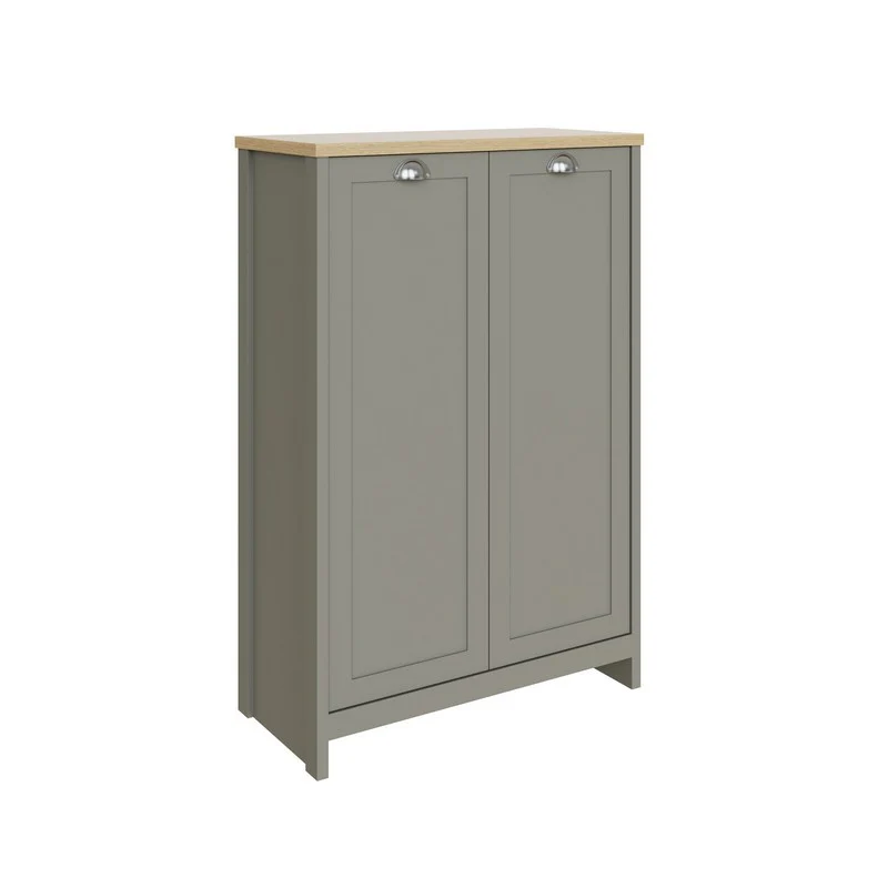 Lancaster Tall Shoe Storage Grey 2 Doors 4 Shelves - Image 2