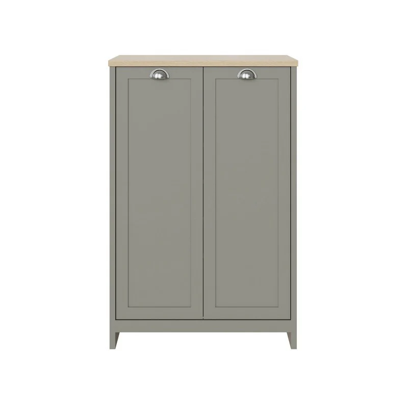 Lancaster Tall Shoe Storage Grey 2 Doors 4 Shelves - Image 4