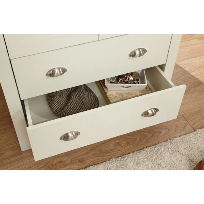 Lancaster Tall Wardrobe Cream 2 Doors 2 Drawers - Image 5