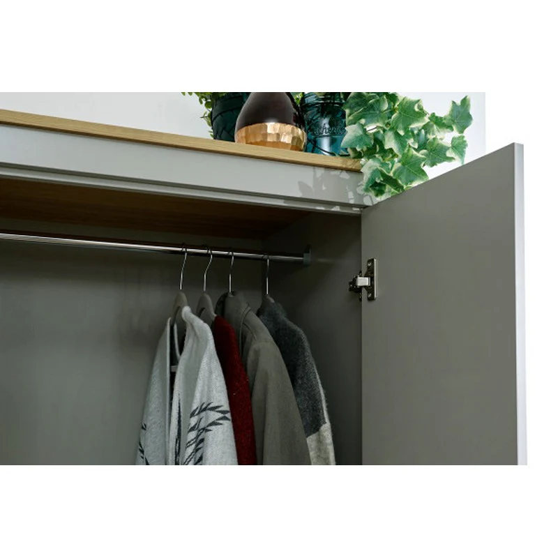 Lancaster Tall Wardrobe Grey 3 Doors 1 Shelf 2 Drawers - Image 8