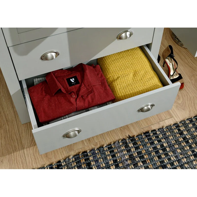Lancaster Tall Wardrobe Grey 3 Doors 1 Shelf 2 Drawers - Image 9