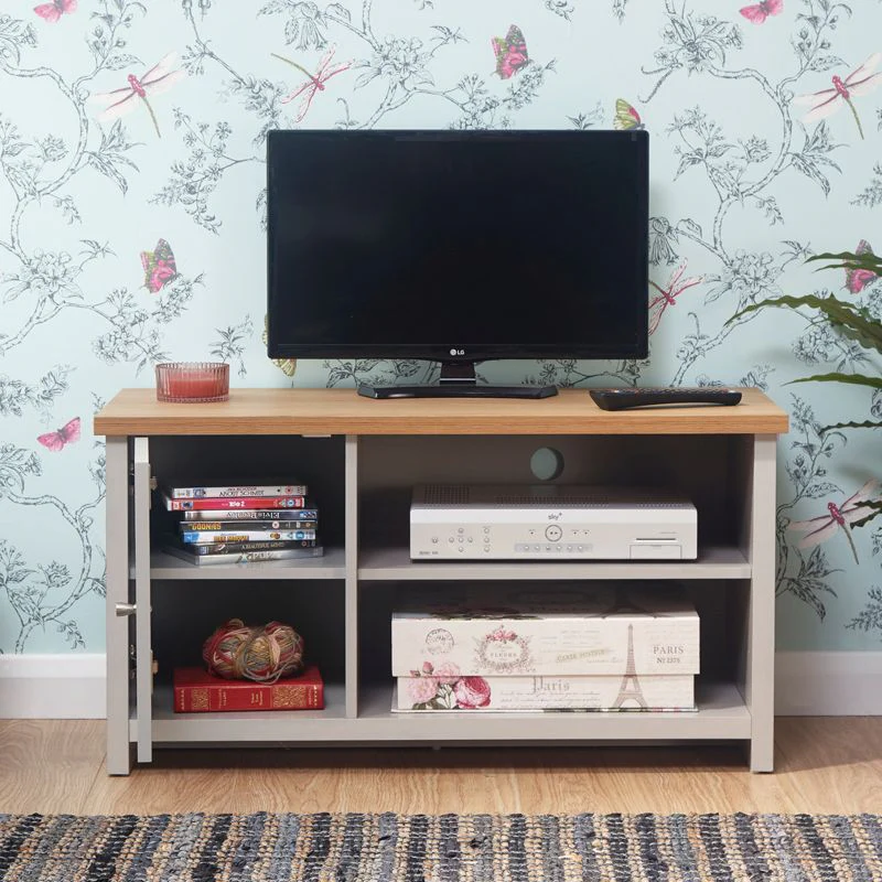 Lancaster TV Unit Grey 2 Shelves 1 Door - Image 2