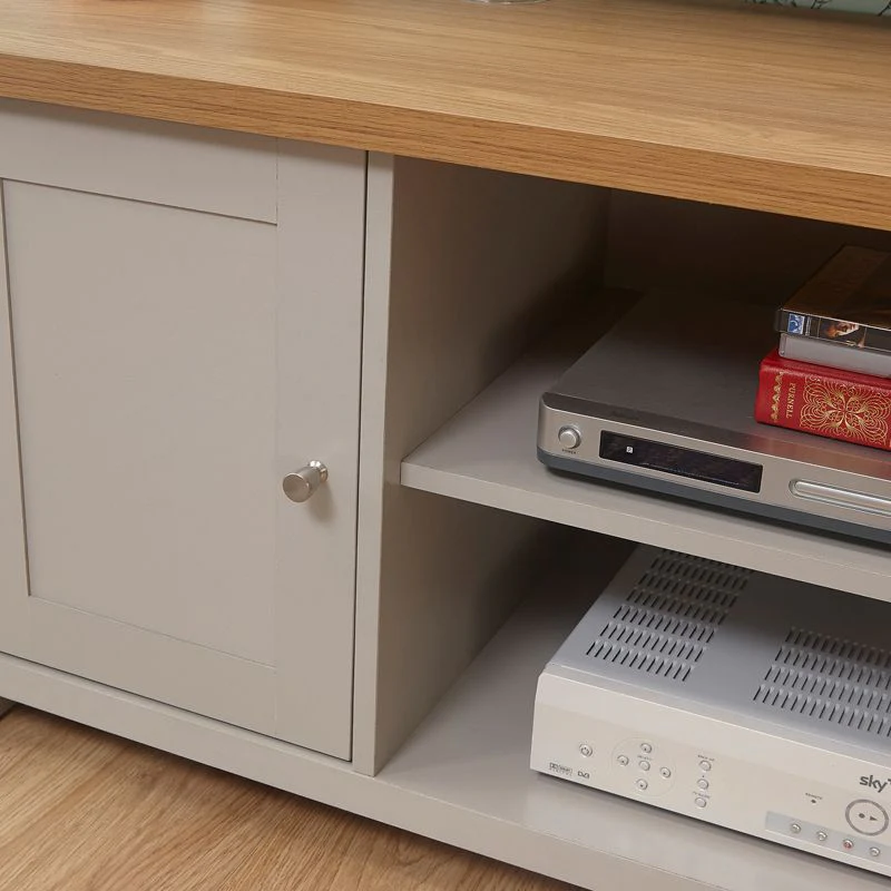 Lancaster TV Unit Grey 2 Shelves 2 Doors - Image 4