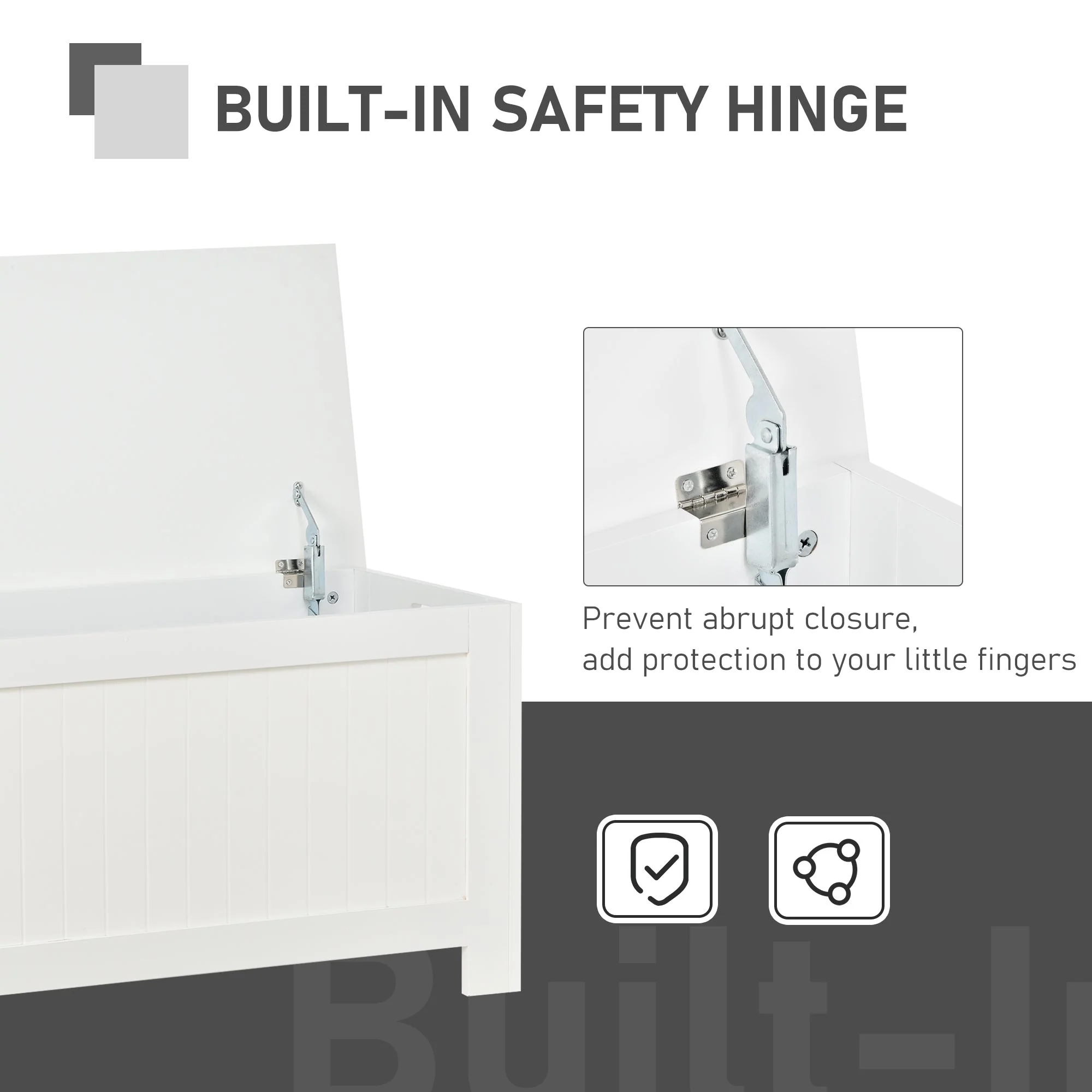 Large Storage Box Toy Chest Cabinet Container Unit Organizer with Lid & Safety Hinges - Image 4