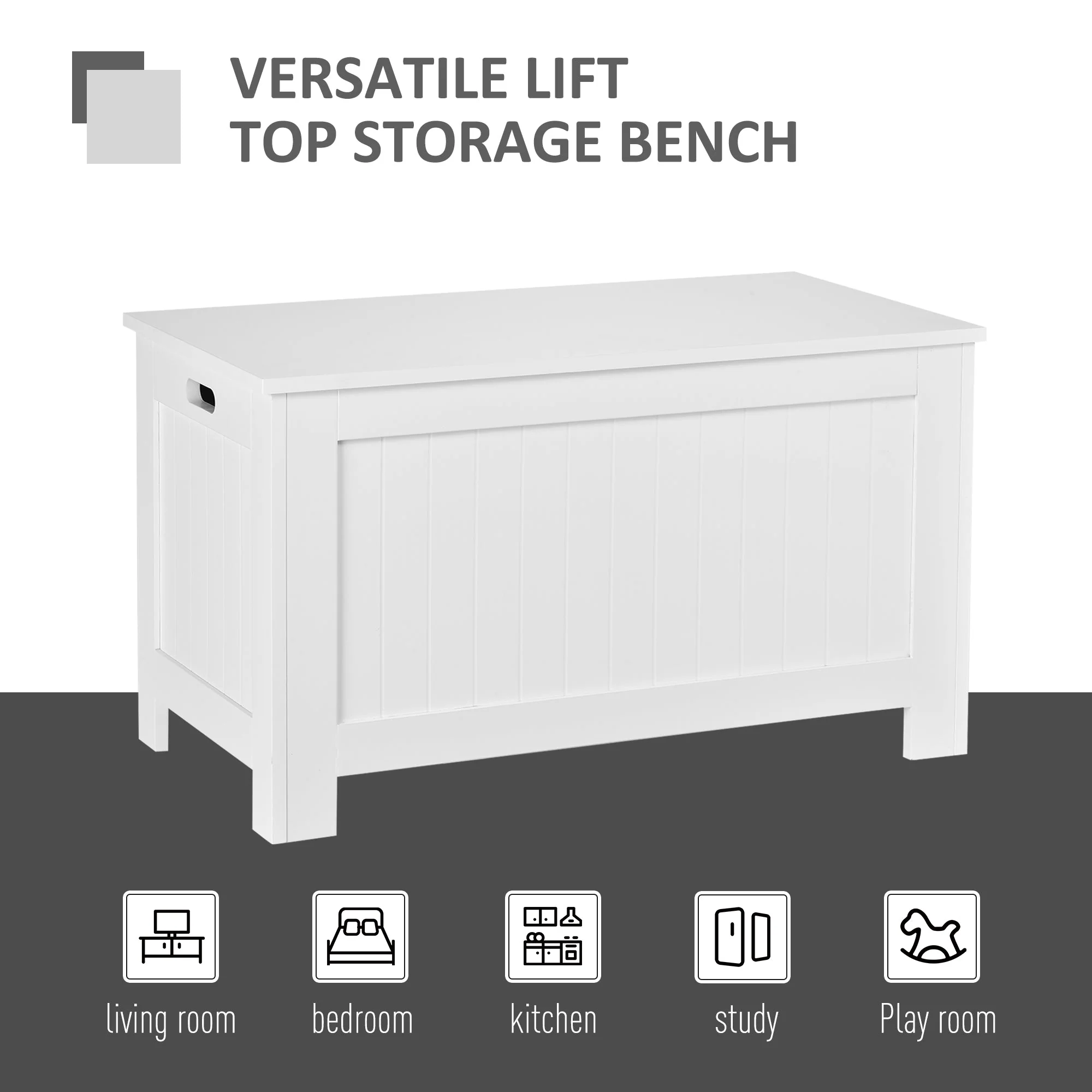 Large Storage Box Toy Chest Cabinet Container Unit Organizer with Lid & Safety Hinges - Image 5