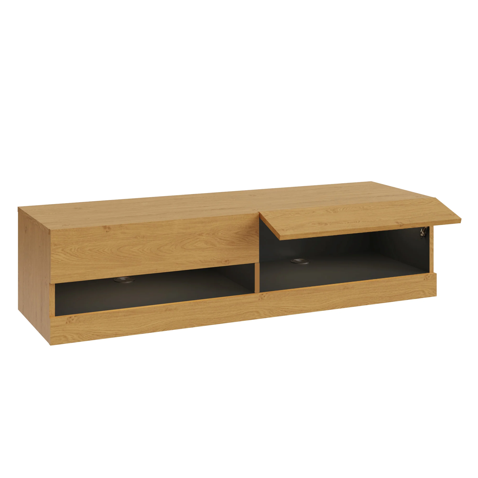 Leon TV Unit Oak 2 Shelves 2 Drawers - Image 4