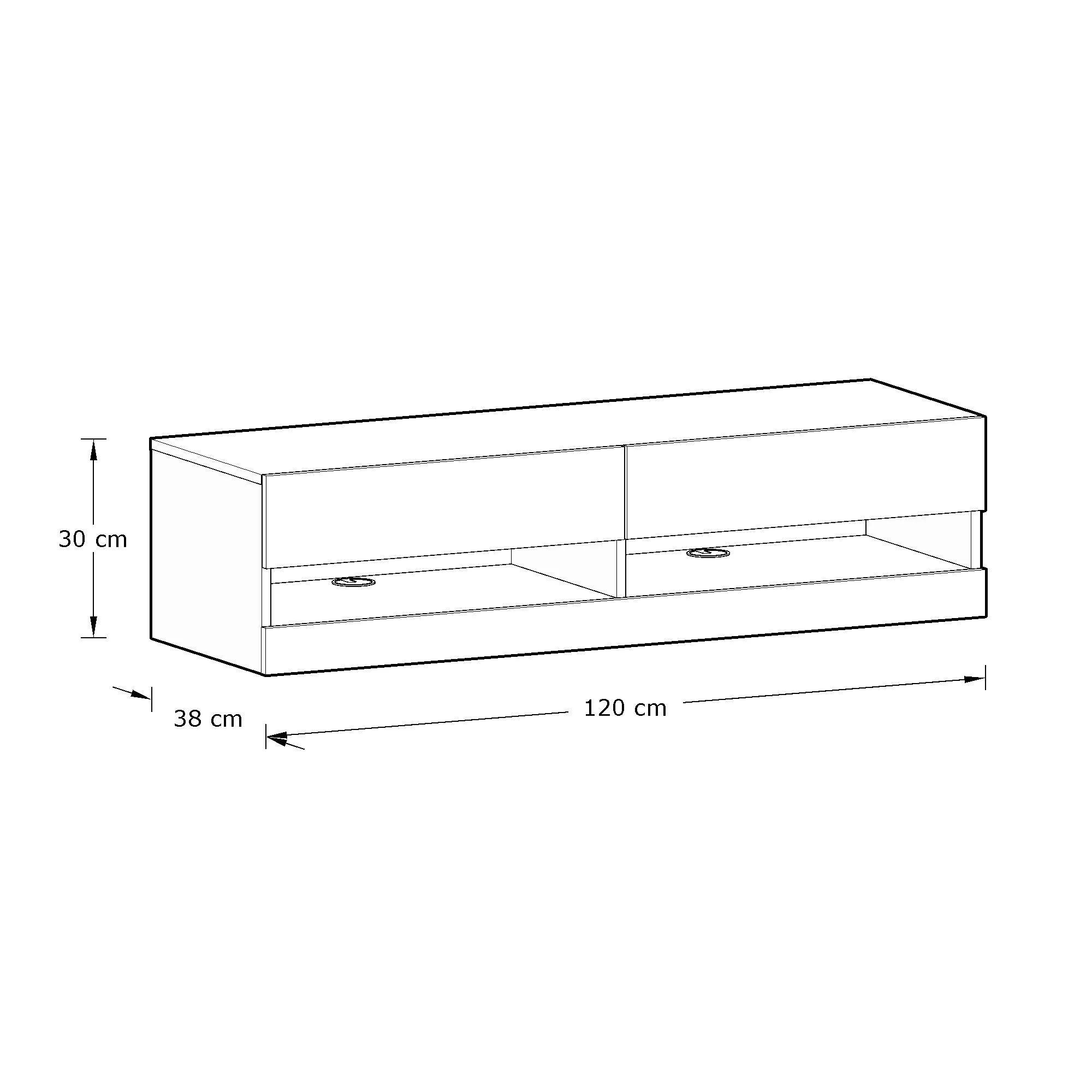 Leon TV Unit Oak 2 Shelves 2 Drawers - Image 6