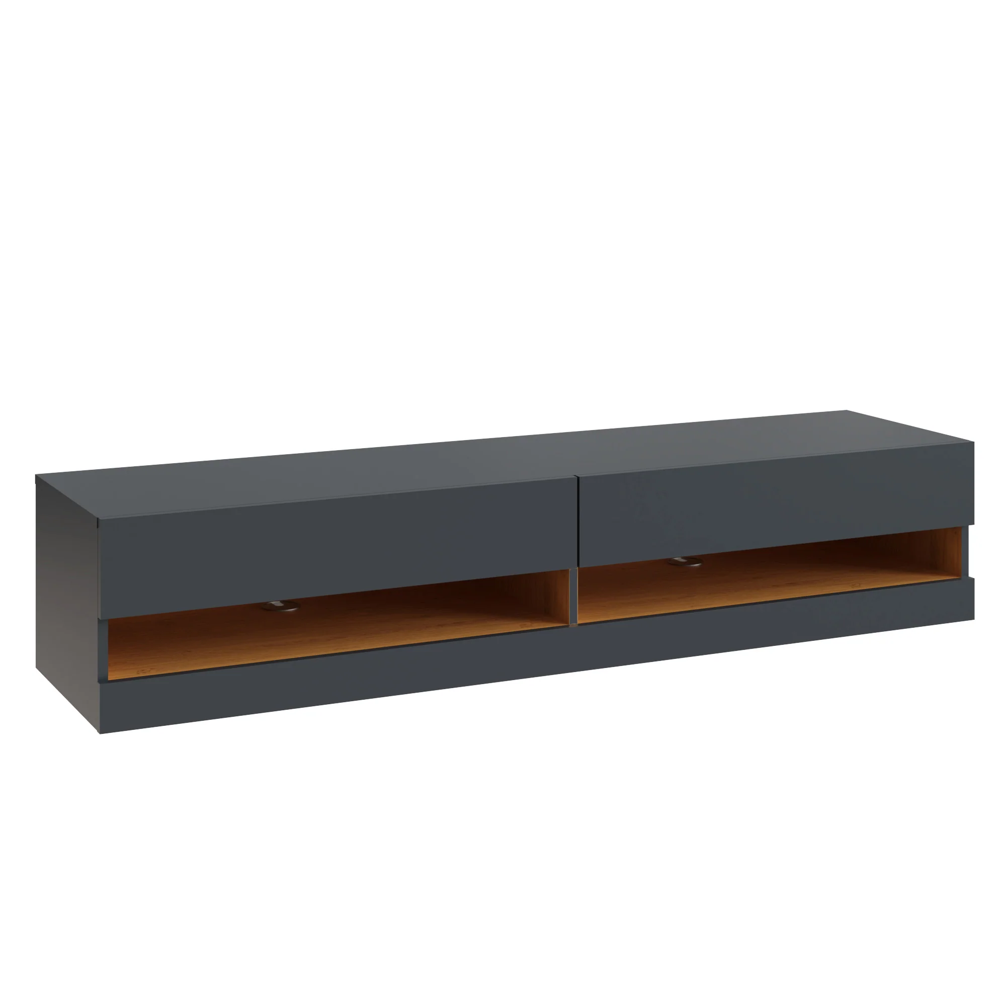 Leon TV Unit Grey 2 Shelves 2 Drawers - Image 4