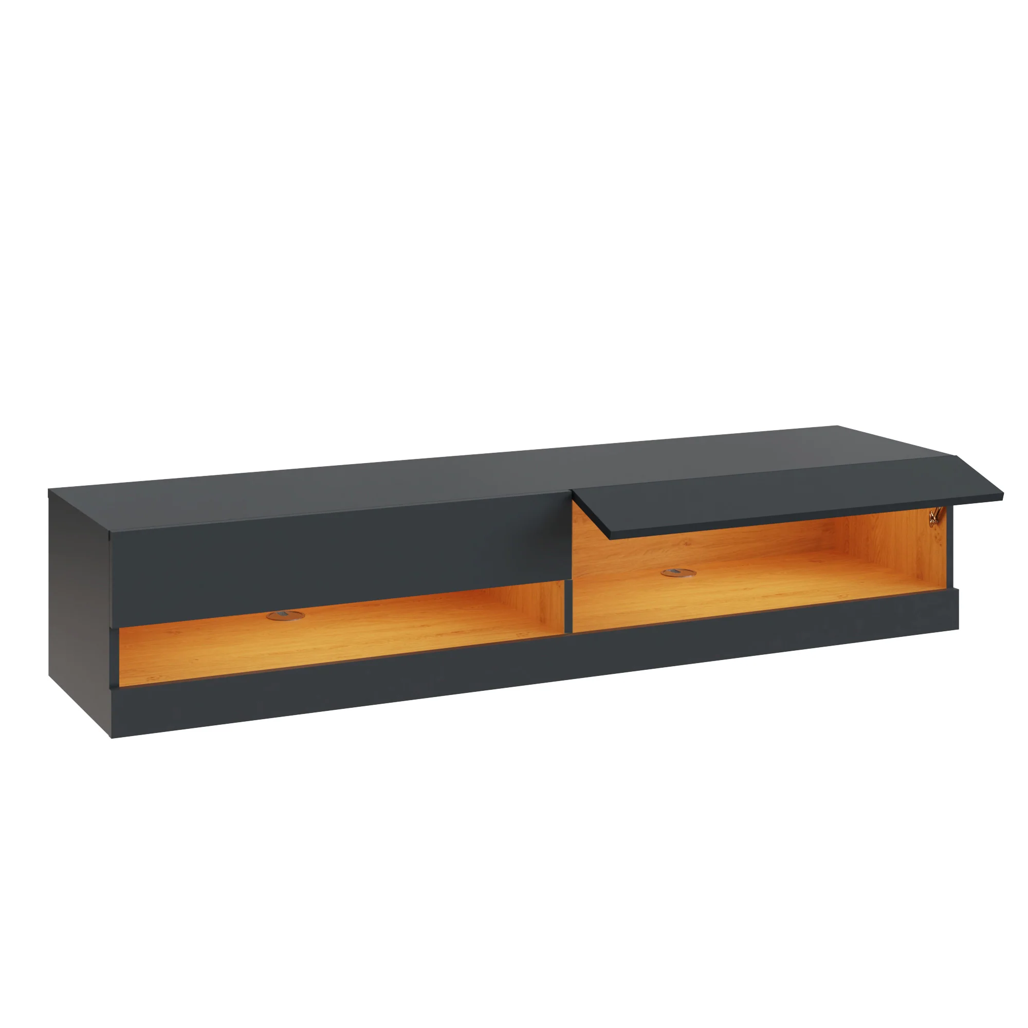 Leon TV Unit Grey 2 Shelves 2 Drawers - Image 5
