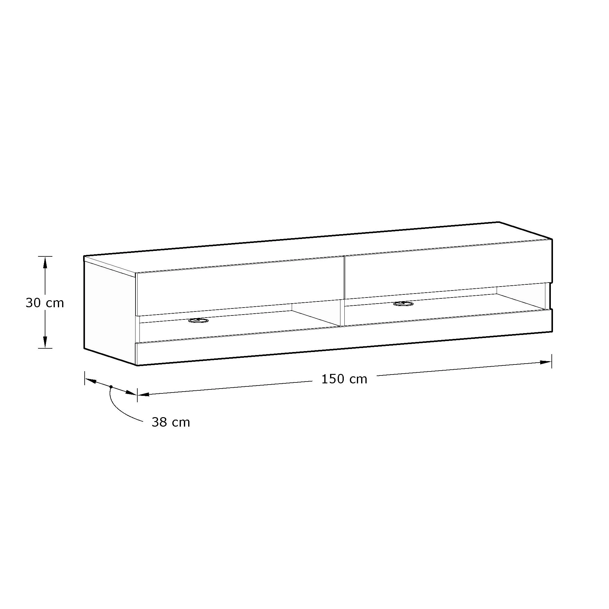 Leon TV Unit Grey 2 Shelves 2 Drawers - Image 6